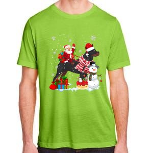 Santa Riding Rottweiler Christmas Pajama Family Snow Great Gift Adult ChromaSoft Performance T-Shirt