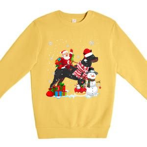 Santa Riding Rottweiler Christmas Pajama Family Snow Great Gift Premium Crewneck Sweatshirt