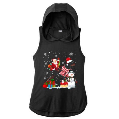 Santa Riding Rottweiler Christmas Pajama Family Snow Great Gift Ladies PosiCharge Tri-Blend Wicking Draft Hoodie Tank