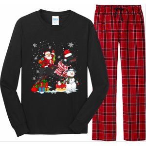 Santa Riding Rottweiler Christmas Pajama Family Snow Great Gift Long Sleeve Pajama Set