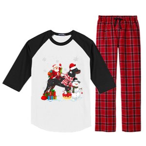 Santa Riding Rottweiler Christmas Pajama Family Snow Great Gift Raglan Sleeve Pajama Set