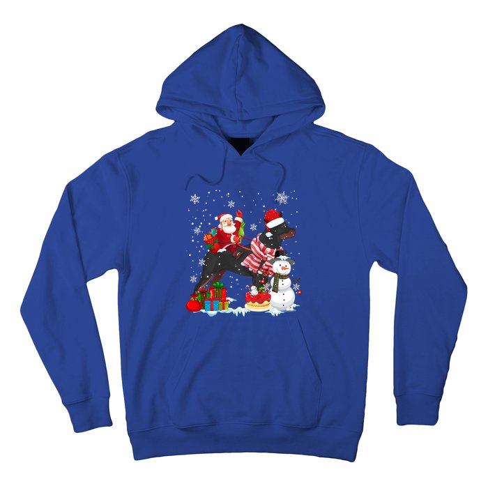 Santa Riding Rottweiler Christmas Pajama Family Snow Great Gift Hoodie