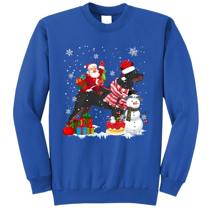 Santa Riding Rottweiler Christmas Pajama Family Snow Great Gift Sweatshirt