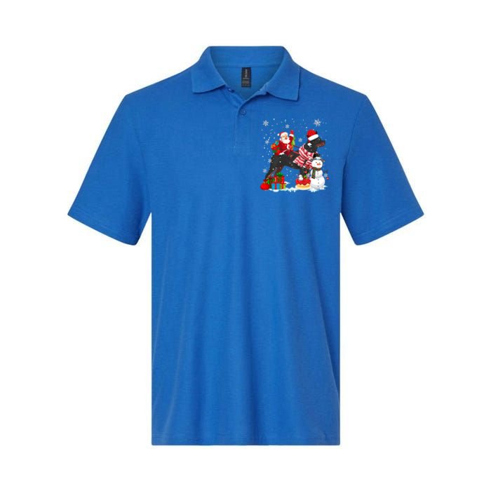 Santa Riding Rottweiler Christmas Pajama Family Snow Great Gift Softstyle Adult Sport Polo