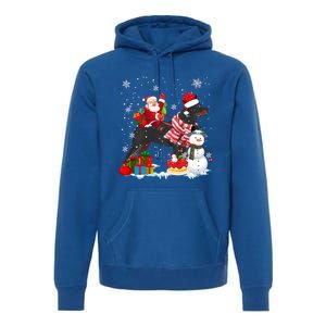 Santa Riding Rottweiler Christmas Pajama Family Snow Great Gift Premium Hoodie