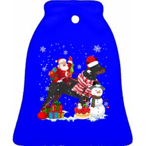 Santa Riding Rottweiler Christmas Pajama Family Snow Great Gift Ceramic Bell Ornament