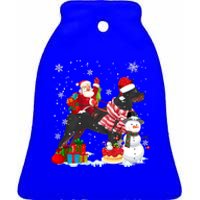 Santa Riding Rottweiler Christmas Pajama Family Snow Great Gift Ceramic Bell Ornament