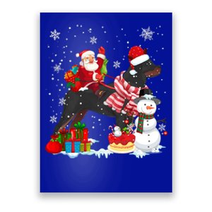 Santa Riding Rottweiler Christmas Pajama Family Snow Great Gift Poster