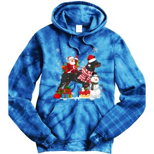 Santa Riding Rottweiler Christmas Pajama Family Snow Great Gift Tie Dye Hoodie