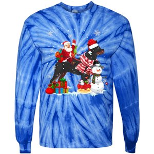 Santa Riding Rottweiler Christmas Pajama Family Snow Great Gift Tie-Dye Long Sleeve Shirt