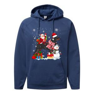 Santa Riding Rottweiler Christmas Pajama Family Snow Great Gift Performance Fleece Hoodie