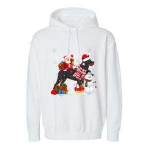 Santa Riding Rottweiler Christmas Pajama Family Snow Great Gift Garment-Dyed Fleece Hoodie