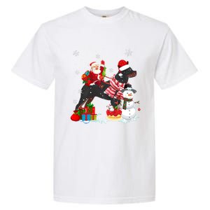 Santa Riding Rottweiler Christmas Pajama Family Snow Great Gift Garment-Dyed Heavyweight T-Shirt