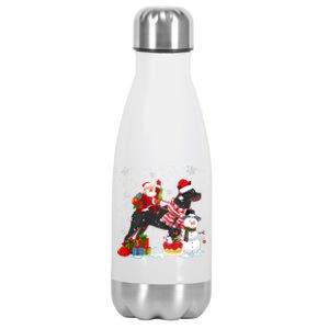 Santa Riding Rottweiler Christmas Pajama Family Snow Great Gift Stainless Steel Insulated Water Bottle