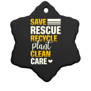 Save Rescue Recycle Plant Clean Care Nature Earth Day Meaningful Gift Ceramic Star Ornament