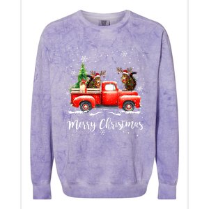 Squirrel Riding Red Truck Christmas Decorations Pajama Colorblast Crewneck Sweatshirt