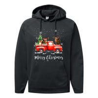 Squirrel Riding Red Truck Christmas Decorations Pajama Performance Fleece Hoodie