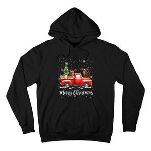 Squirrel Riding Red Truck Christmas Decorations Pajama Hoodie