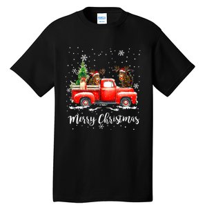 Squirrel Riding Red Truck Christmas Decorations Pajama Tall T-Shirt