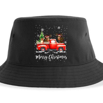 Squirrel Riding Red Truck Christmas Decorations Pajama Sustainable Bucket Hat