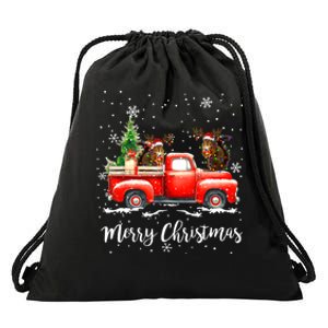 Squirrel Riding Red Truck Christmas Decorations Pajama Drawstring Bag