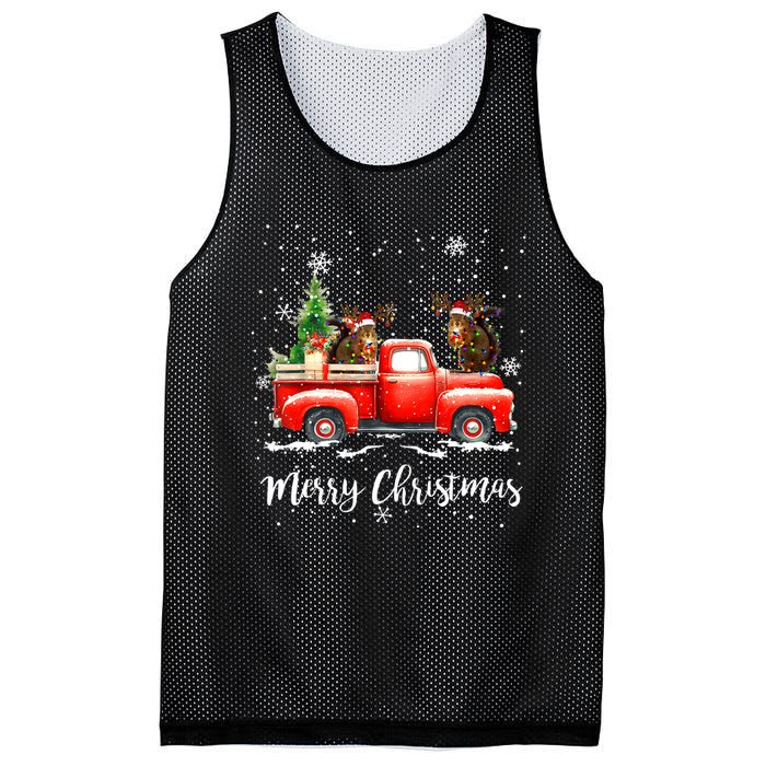 Squirrel Riding Red Truck Christmas Decorations Pajama Mesh Reversible Basketball Jersey Tank