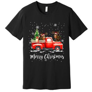 Squirrel Riding Red Truck Christmas Decorations Pajama Premium T-Shirt