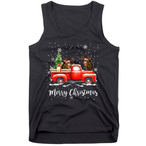 Squirrel Riding Red Truck Christmas Decorations Pajama Tank Top