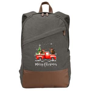 Squirrel Riding Red Truck Christmas Decorations Pajama Cotton Canvas Backpack