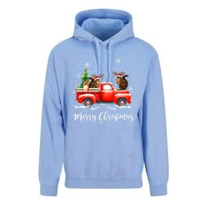 Squirrel Riding Red Truck Christmas Decorations Pajama Unisex Surf Hoodie