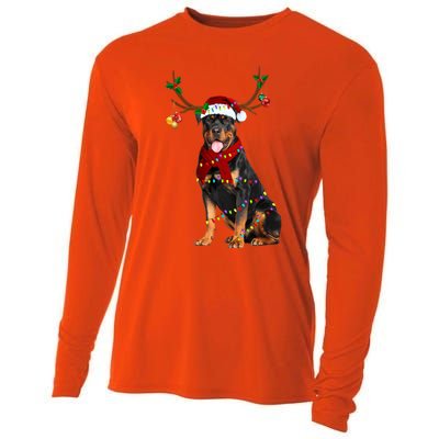 Santa Rottweiler Reindeer Light Christmas Funny Gift Cooling Performance Long Sleeve Crew