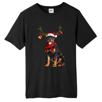 Santa Rottweiler Reindeer Light Christmas Funny Gift Tall Fusion ChromaSoft Performance T-Shirt