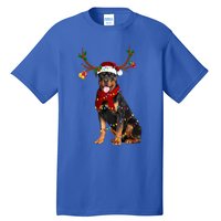 Santa Rottweiler Reindeer Light Christmas Funny Gift Tall T-Shirt