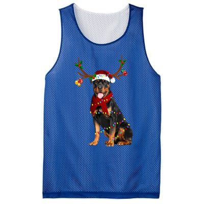 Santa Rottweiler Reindeer Light Christmas Funny Gift Mesh Reversible Basketball Jersey Tank