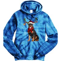 Santa Rottweiler Reindeer Light Christmas Funny Gift Tie Dye Hoodie