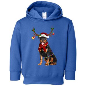 Santa Rottweiler Reindeer Light Christmas Funny Gift Toddler Hoodie