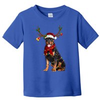 Santa Rottweiler Reindeer Light Christmas Funny Gift Toddler T-Shirt