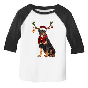 Santa Rottweiler Reindeer Light Christmas Funny Gift Toddler Fine Jersey T-Shirt