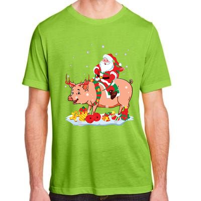 Santa Riding Reindeer Pig Xmas Pig Farmer Lover Adult ChromaSoft Performance T-Shirt