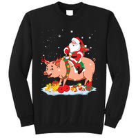 Santa Riding Reindeer Pig Xmas Pig Farmer Lover Sweatshirt