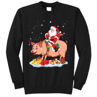 Santa Riding Reindeer Pig Xmas Pig Farmer Lover Sweatshirt