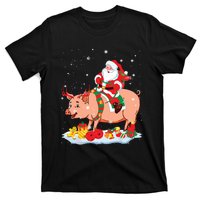 Santa Riding Reindeer Pig Xmas Pig Farmer Lover T-Shirt