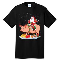 Santa Riding Reindeer Pig Xmas Pig Farmer Lover Tall T-Shirt