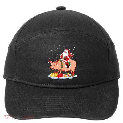 Santa Riding Reindeer Pig Xmas Pig Farmer Lover 7-Panel Snapback Hat