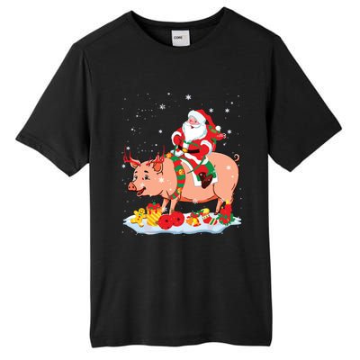 Santa Riding Reindeer Pig Xmas Pig Farmer Lover Tall Fusion ChromaSoft Performance T-Shirt