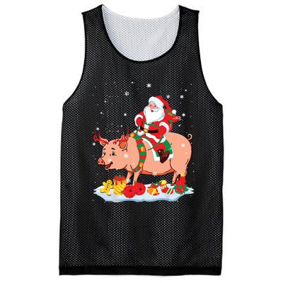 Santa Riding Reindeer Pig Xmas Pig Farmer Lover Mesh Reversible Basketball Jersey Tank