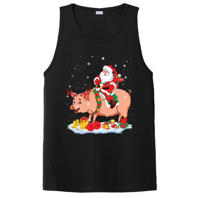 Santa Riding Reindeer Pig Xmas Pig Farmer Lover PosiCharge Competitor Tank