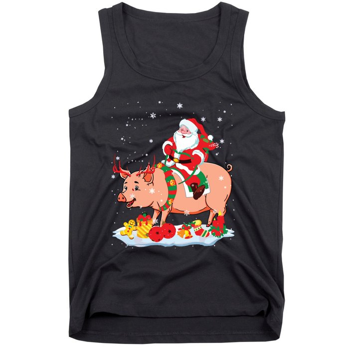 Santa Riding Reindeer Pig Xmas Pig Farmer Lover Tank Top