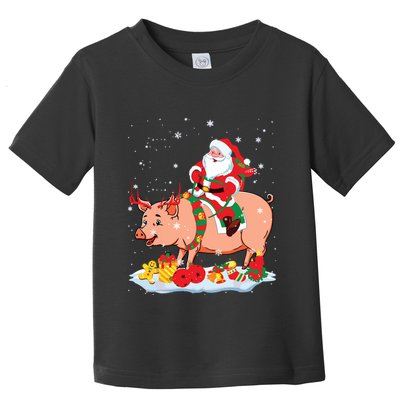 Santa Riding Reindeer Pig Xmas Pig Farmer Lover Toddler T-Shirt