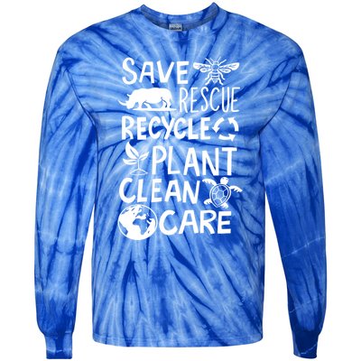 Save Rescue Recycle Plant Clean Care Climate Change Meaningful Gift Tie-Dye Long Sleeve Shirt